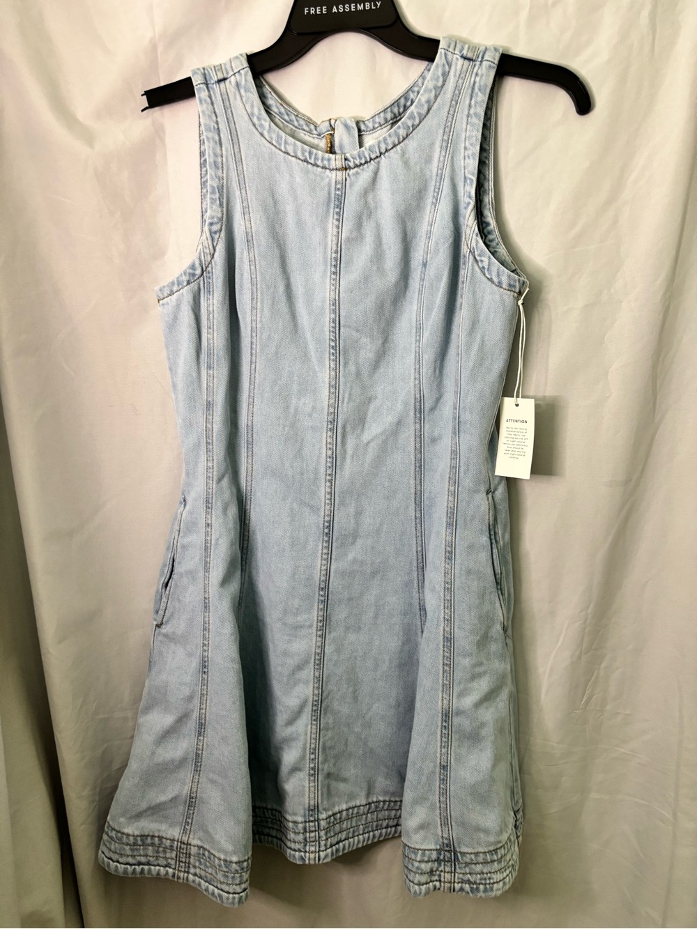 Light Blue Denim Sleeveless Kids' Dress